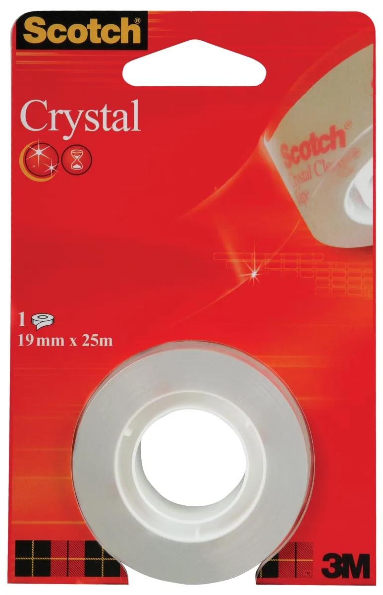 Plakband Crystal ft 19 mm x 25 m, blister met 1 rolletje van Scotch – productfoto