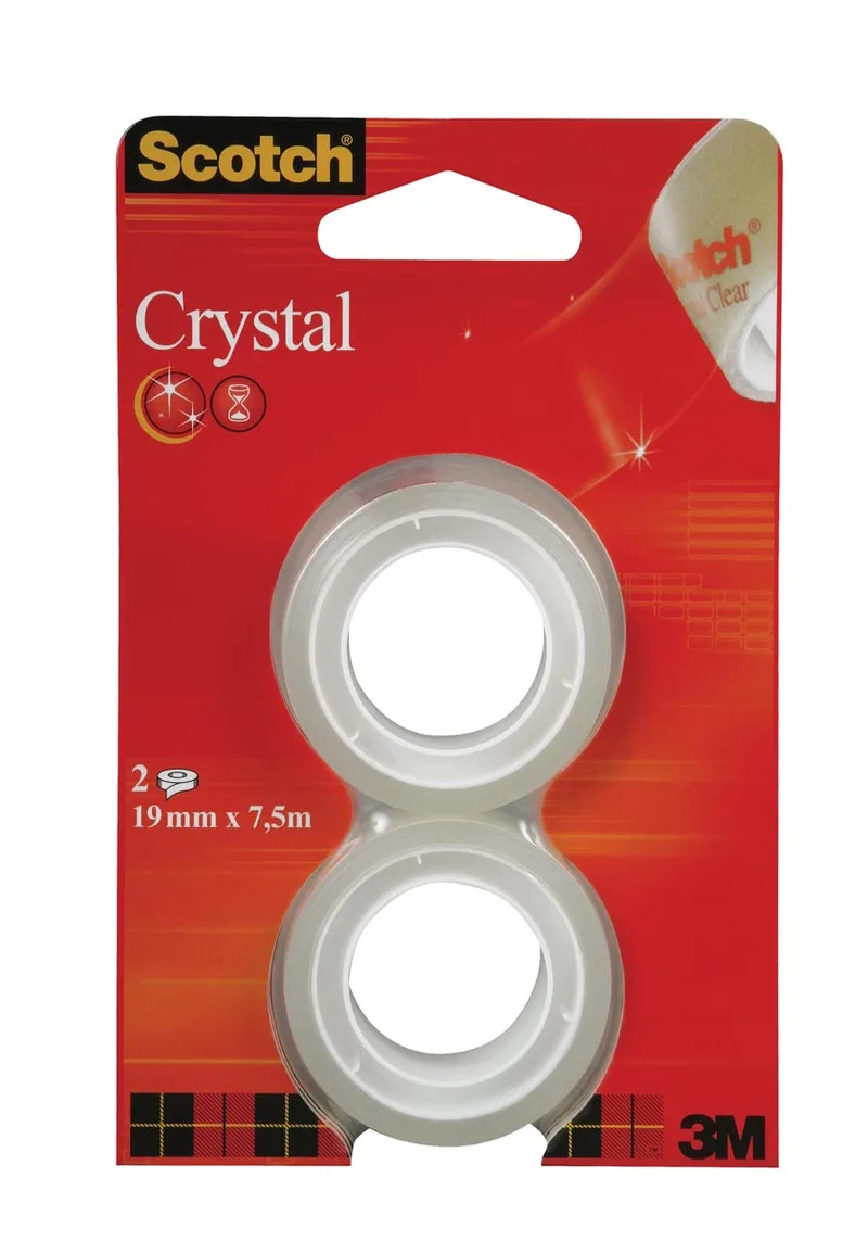 Plakband Crystal ft 19 mm x 7,5 m, blister met 2 rolletjes van Scotch – productfoto