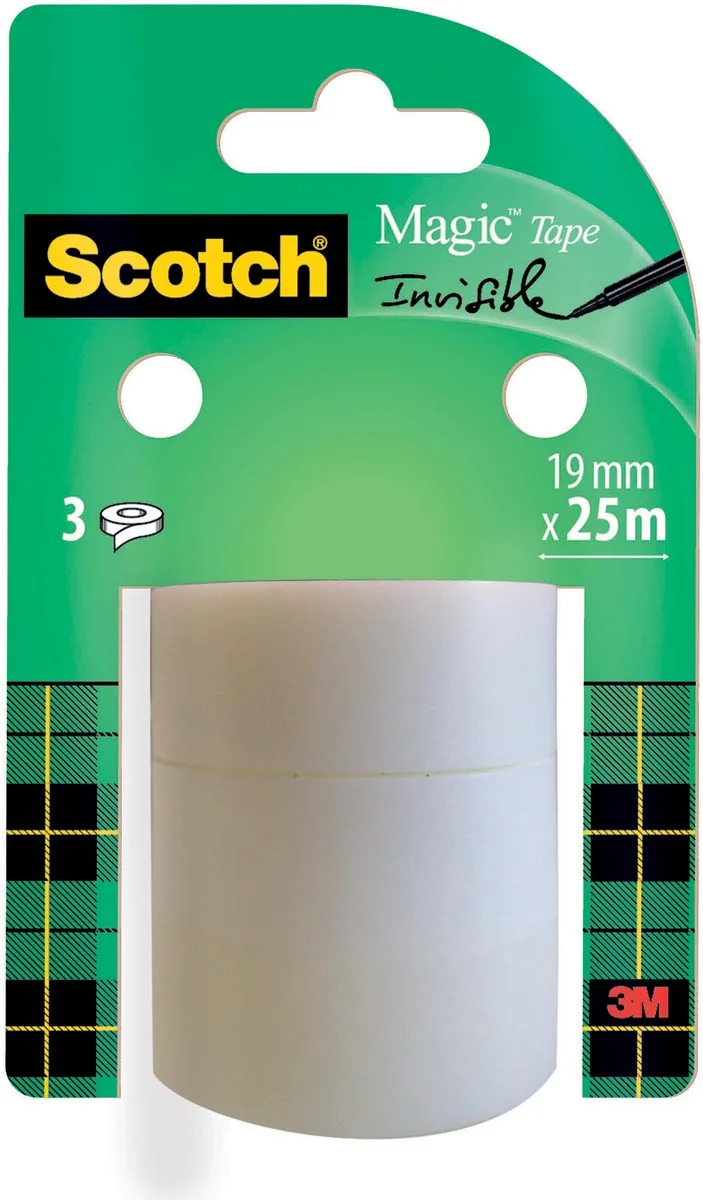 plakband Magic tape, 19 mm x 25 m, 3 rollen van Scotch – productfoto
