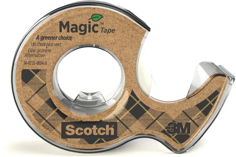Plakband Magic Tape A greener choice, ft 19 mm, 20 m, op dispenser van 100 % gerecycleerd plastic de Scotch – photo produit