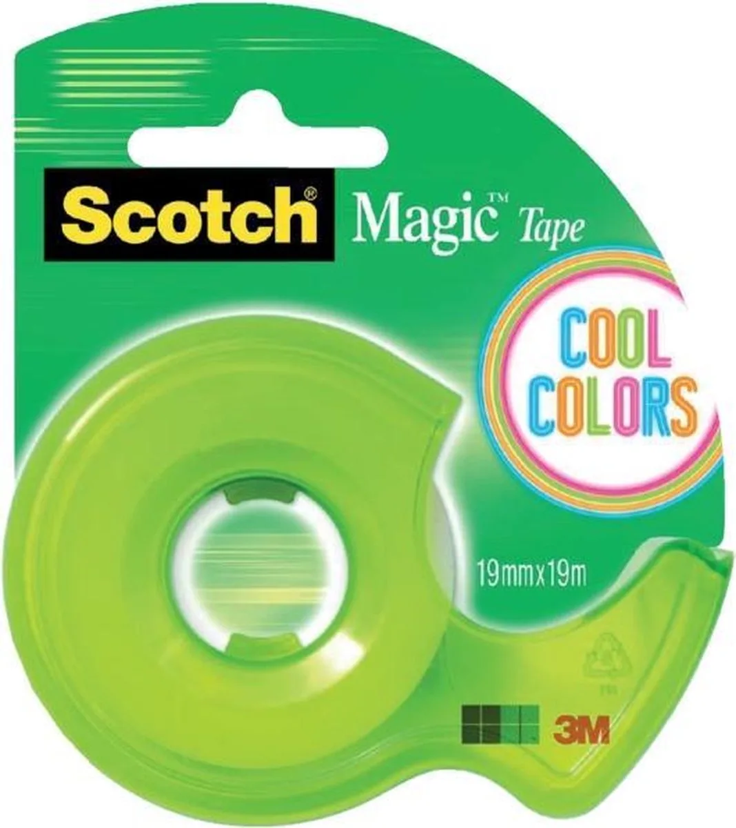 Tape Dispenser Cool Colors Maxi, Groen, Roze, Oranje + 1 Rol Scotch® Magic™ Tape 19 mm x 19 m van Scotch in Blauw – productfoto
