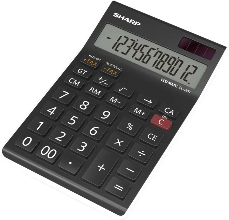 EL-125T Tischrechner Schwarz Display (Stellen): 12 solarbetrieben, batteriebetrieben (B x H x T) 112 x 13 x 176 mm de Sharp – photo produit