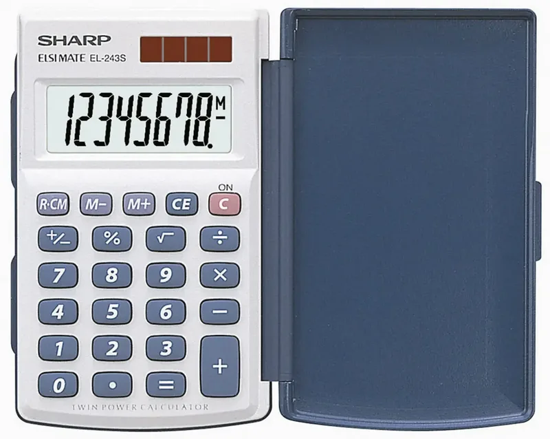 EL-243 S Taschenrechner Weiß, Blau Display (Stellen): 8 solarbetrieben, batteriebetrieben (B x H x T) 64 x 11 x 105 mm van Sharp – productfoto