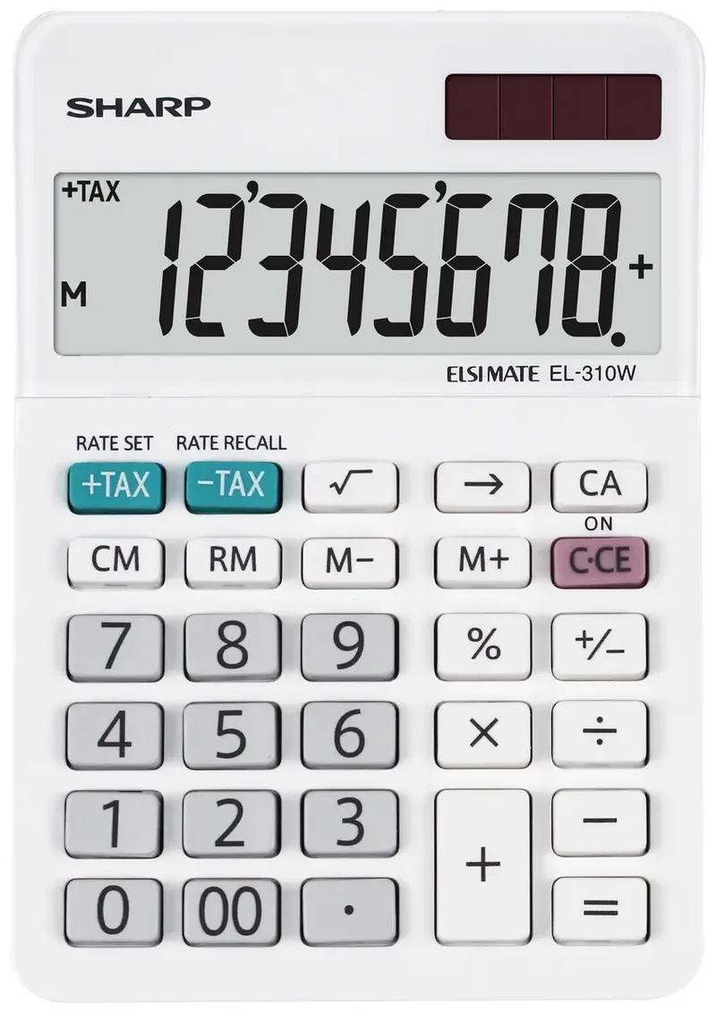 EL-310W Taschenrechner Weiß Display (Stellen): 8 batteriebetrieben, solarbetrieben de Sharp – photo produit