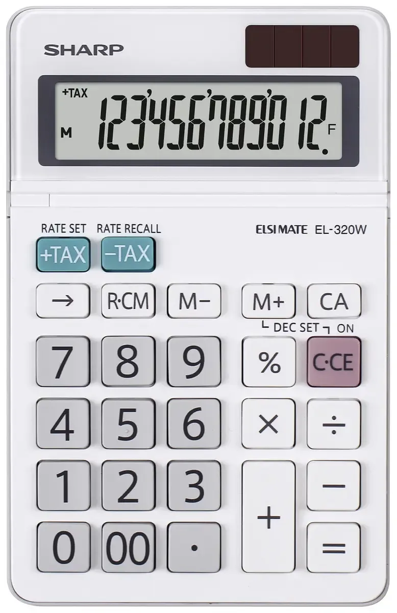 EL-320W Taschenrechner Weiß Display (Stellen): 12 batteriebetrieben, solarbetrieben de Sharp – photo produit