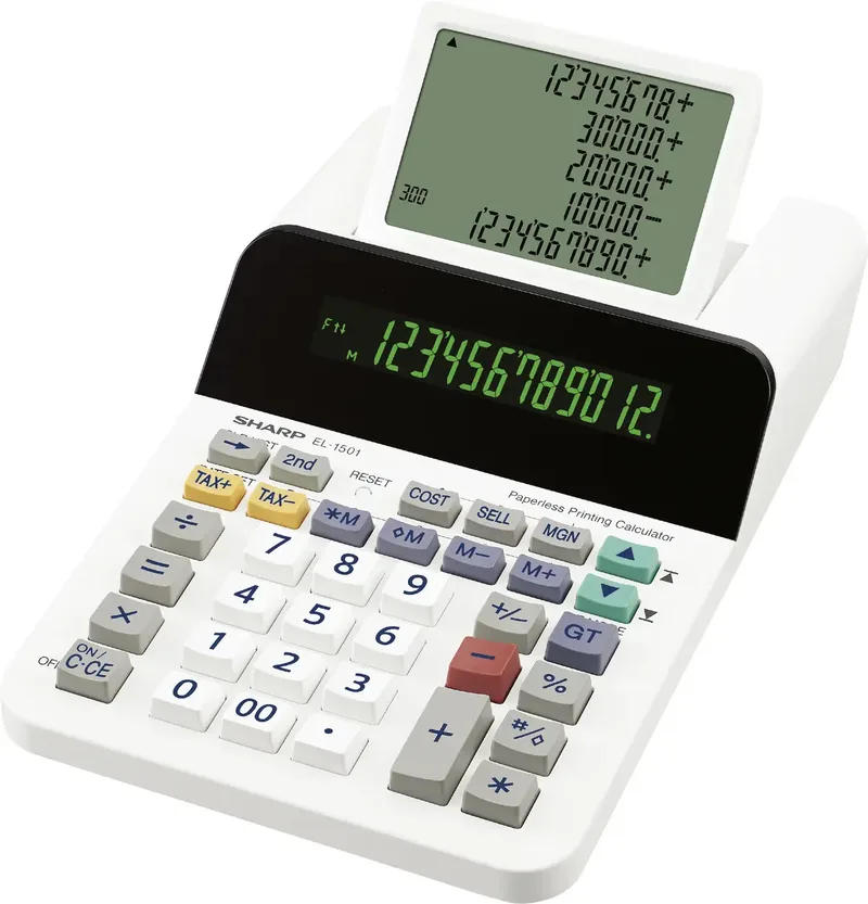 Tischrechner anzeigend EL-1501 Tischrechner Weiß Display (Stellen): 12 von Sharp – Produktfoto