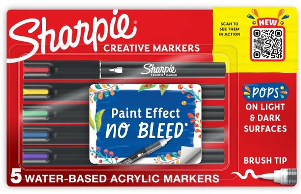 Creative Brush Tip Markers 5 stuks - verfstiften - brush tip - 2196904 de Sharpie en Rouge, Jaune, Vert, Blauw en paars – photo produit