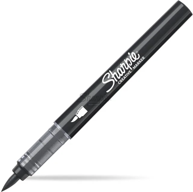 Creative Marker Acrylverfmarkers | Brushtip | Verfmarkers op waterbasis | Inkt loopt niet door en geschikt voor de meeste oppervlakken | Zwart | 6 stuks