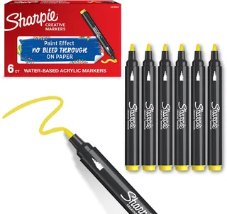 Creative Marker Acrylverfmarkers | Ronde punt | Verfmarkers op waterbasis | Inkt loopt niet door en geschikt voor de meeste oppervlakken | 6 stuks