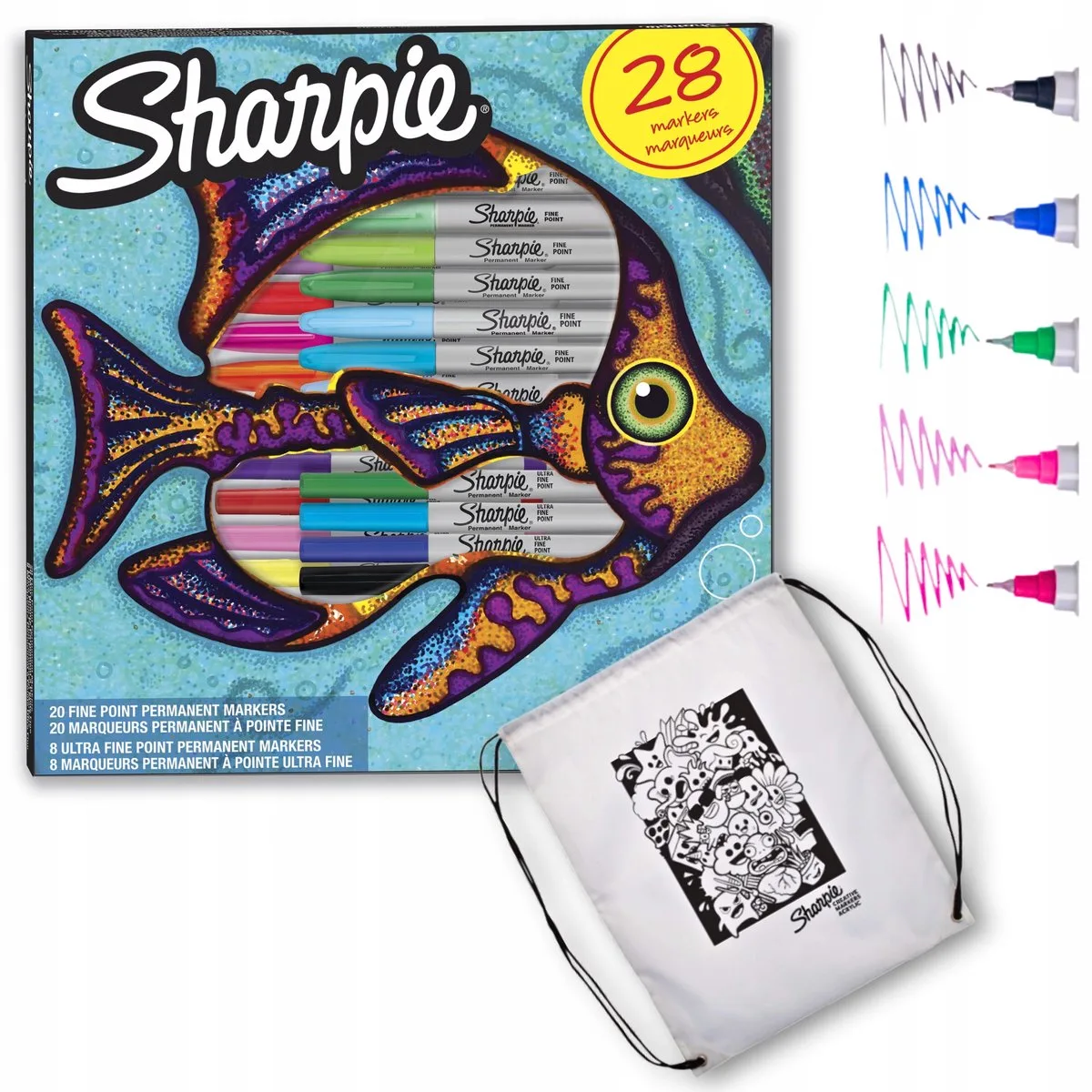 Fine Point markeerstiften 28 stuks - Vis kleurenset van Sharpie in Grijs, Meerkleurig – productfoto