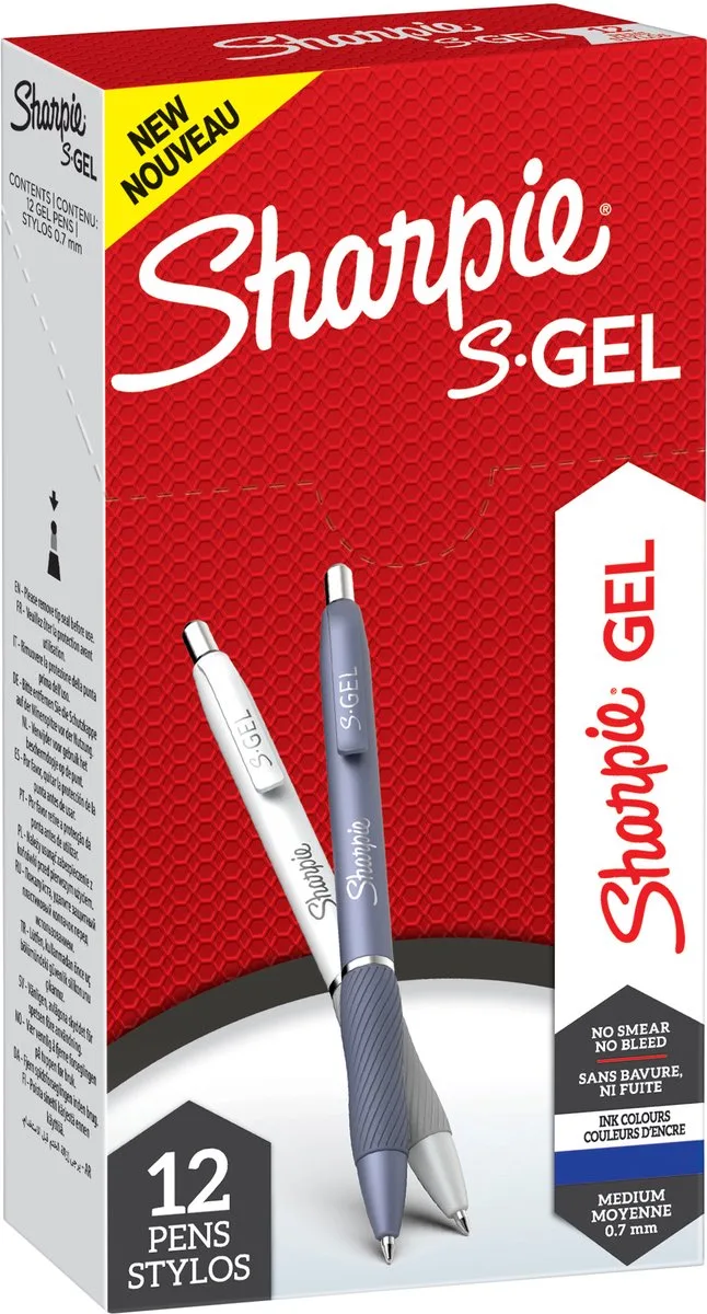 Gelpen Sharpie S-Gel Wit 0,7 mm (12 Stuks) de Sharpie en Bleu – photo produit