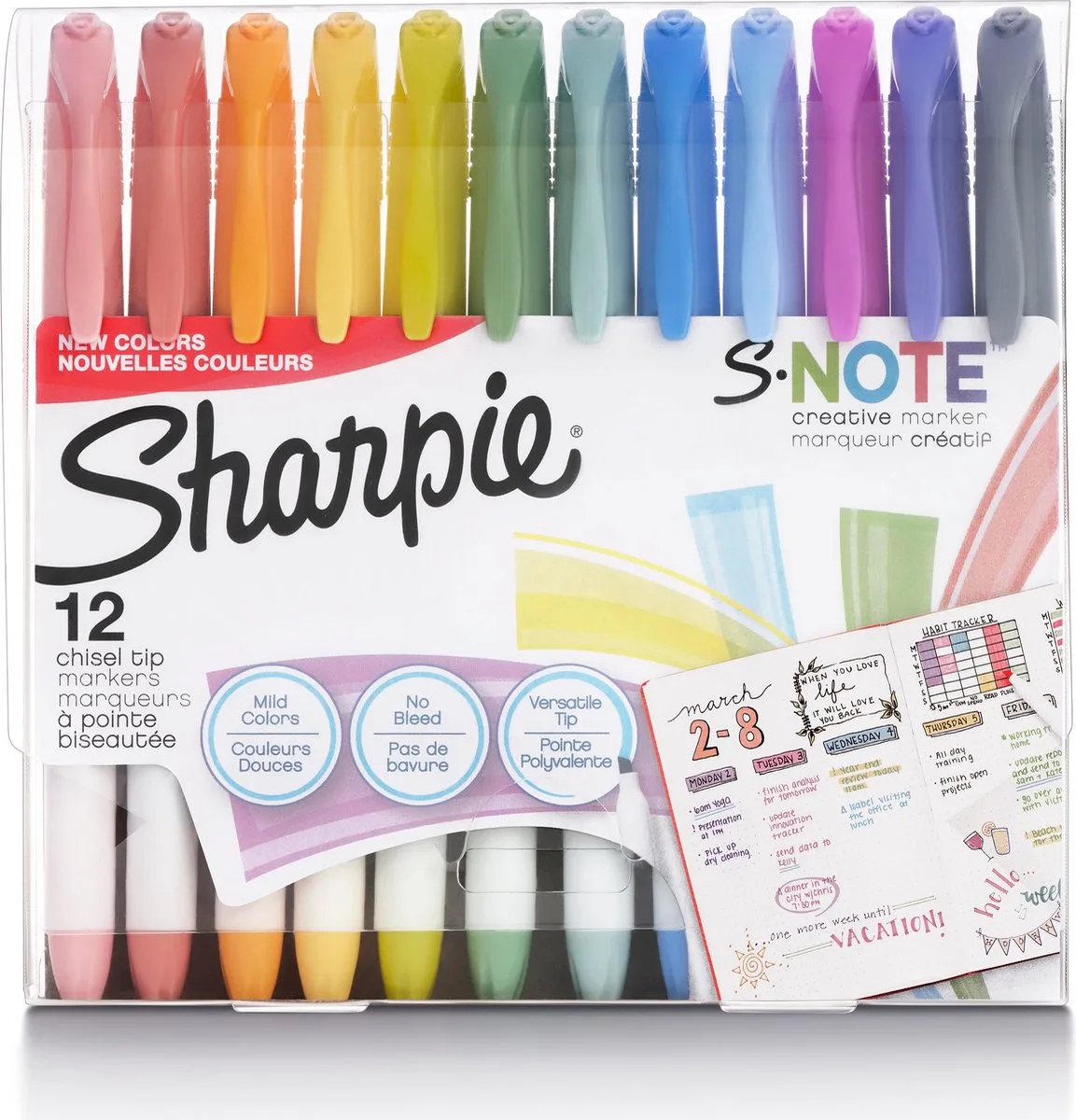 S-Note Markeerstiften met chisel tip - 12 stuks van Sharpie in Meerkleurig – productfoto