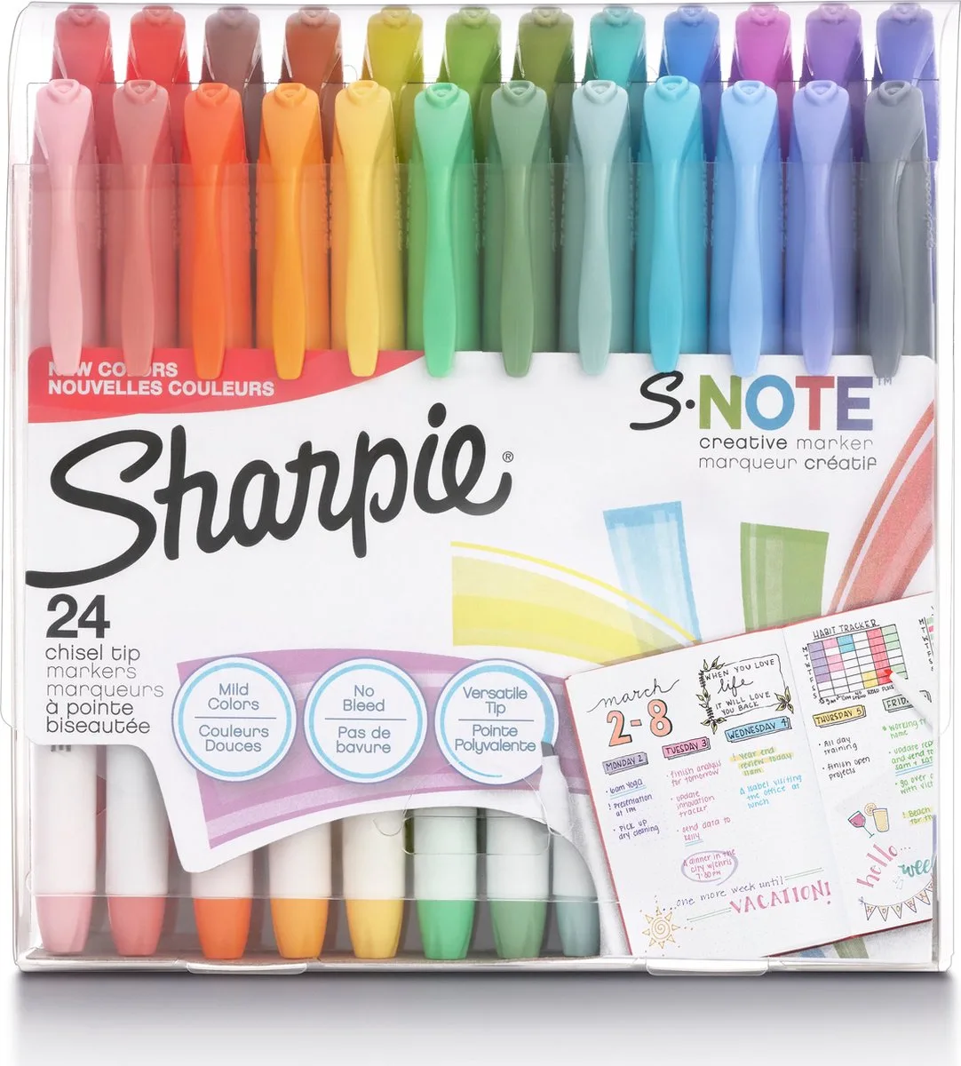 S-Note Markeerstiften met chisel tip - 24 stuks van Sharpie in Meerkleurig – productfoto