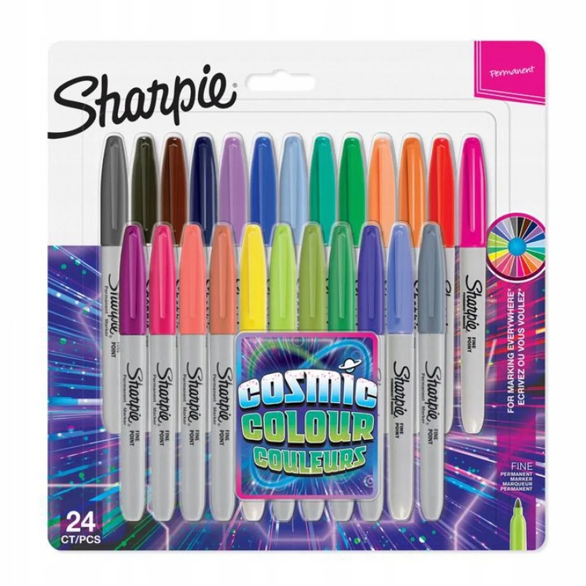 Set Permanente Markers - 24 Kleuren - Fijne Punt de Sharpie en Multicolore – photo produit