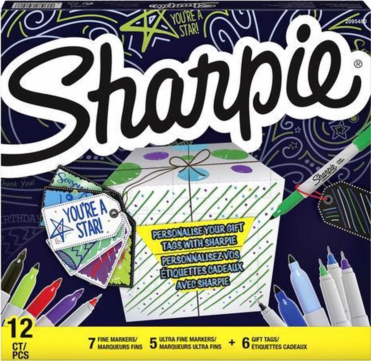 Viltstift Sharpie 0,5 en 0,9mm + gratis cadeaulabels de Sharpie en Assorti – photo produit