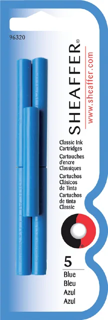 Inktpatroon Sheaffer skrip classic blauw blister à 5 stuks van Sheaffer – productfoto