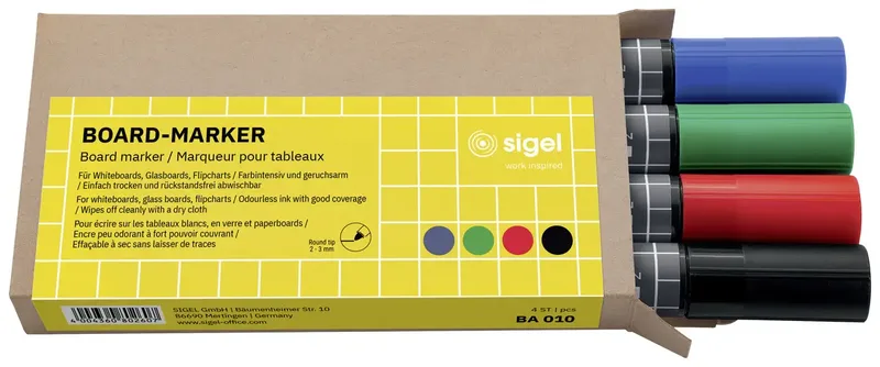 BA010 Whiteboardmarker Set Blau, Grün, Rot, Schwarz by Sigel – product photo