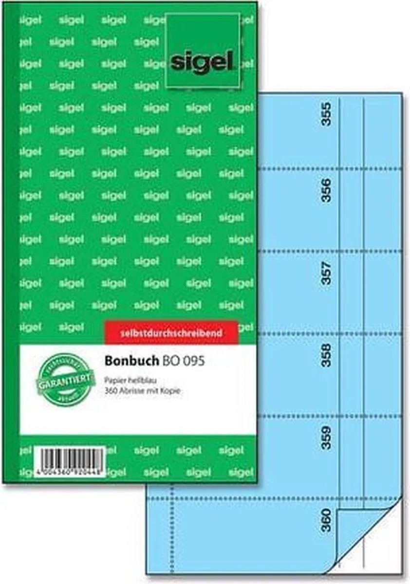bonboekje Expres zelf kopiërend 10 5x20cm 360 nrs van Sigel in Blauw – productfoto