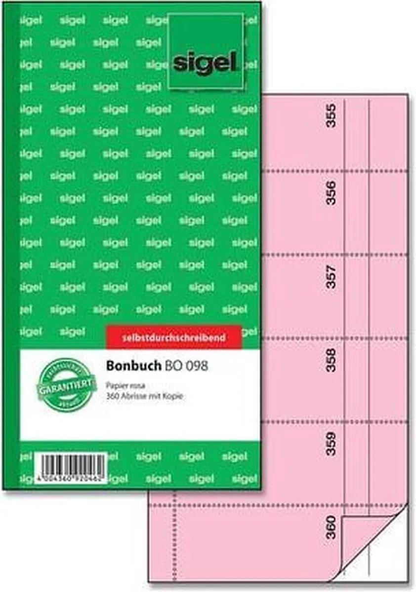 bonboekje Expres zelf kopiërend 10 5x20cm 360 nrs fra Sigel i Lyserød – produktbillede