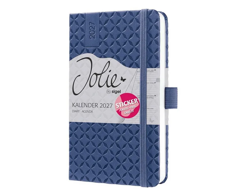 Buchkalender Jolie 2027 Hardcover, für 2027, 1 Woche = 2 Seiten, inkl. Stickerbogen de Sigel en Bleu – photo produit