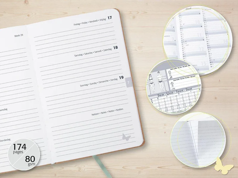 Buchkalender Jolie Pure 2027 , Sunlight Ginkgo, , A5 by Sigel – product photo