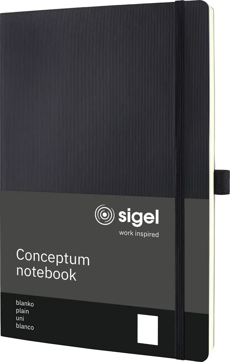 CO338 Notizbuch Conceptum Softcover DIN A4 blanko Schwarz 97 Blatt von Sigel – Produktfoto