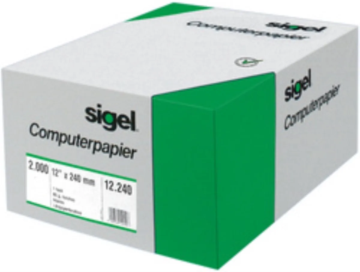 DIN-Computer paper - Perforiertes Papier, einfach - 240 x 305 mm - 70 g/m2 - 2000 Blatt (12237) från Sigel i Svart – produktbild