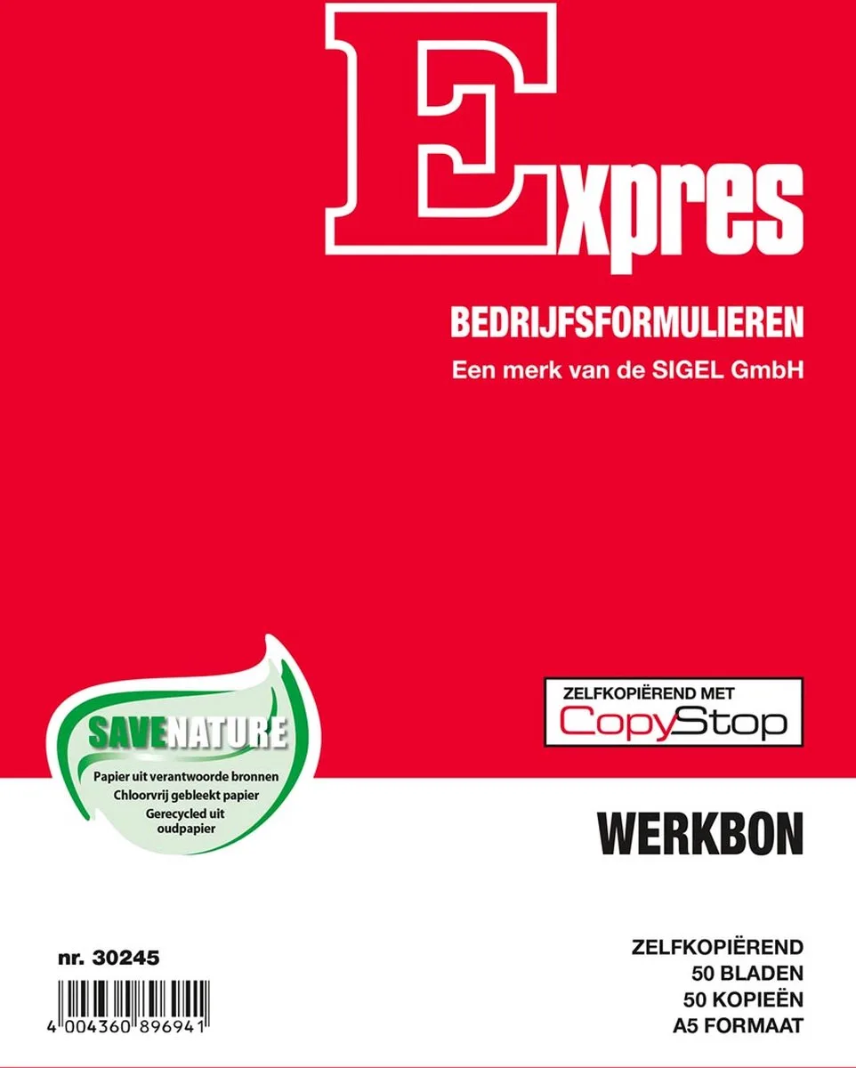 Expres Bedrijfsformulieren Werkbonblok, A5, 2x50 vel (krimp 5 stuks) från Sigel i Vit – produktbild