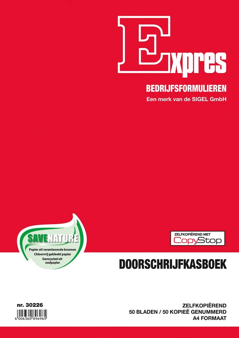 Expres kasboek, ft A4, Nederlandstalig, dupli (50 x 2 vel) de Sigel – photo produit