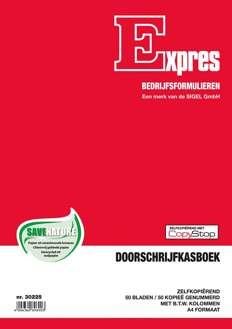 Expres kasboek met btw kolom, ft A4, Nederlandstalig, dupli (50 x 2 vel) de Sigel – photo produit