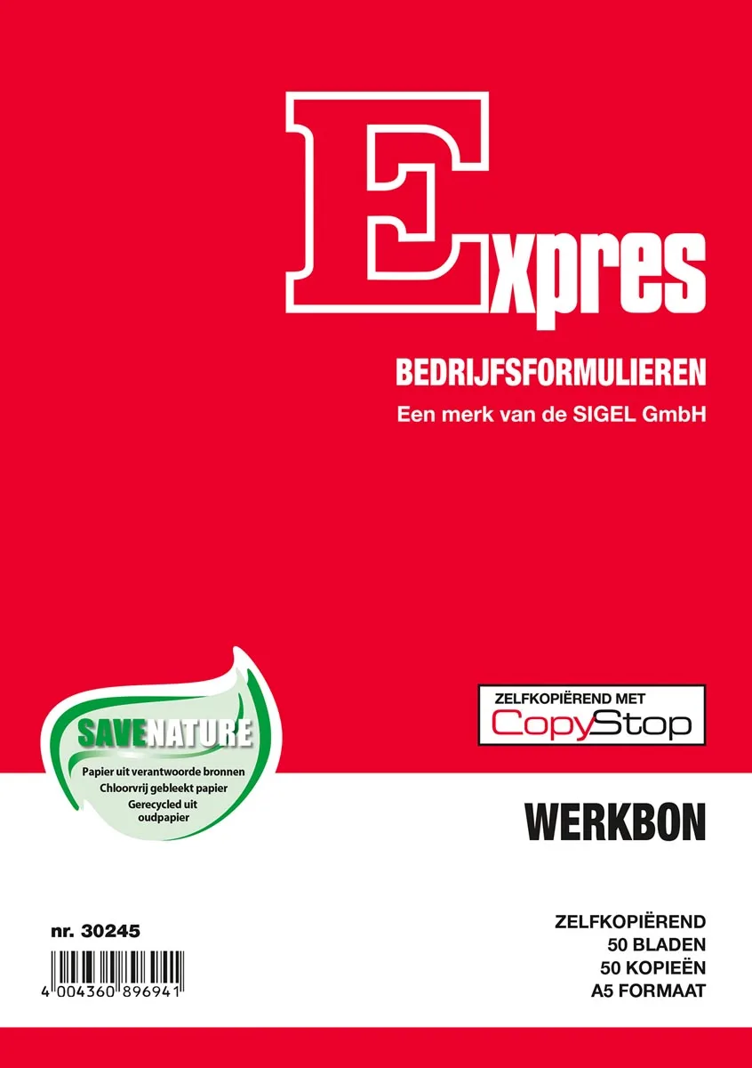Expres werkbonblok, ft A5, Nederlands, dupli (50 x 2 vel) van Sigel – productfoto