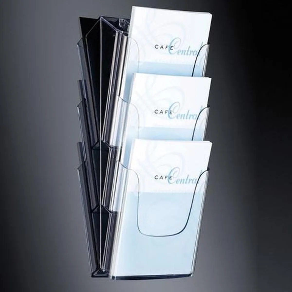 folderhouder 3xA4 wandmodel transparant acryl från Sigel i Transparant 3x4 wand – produktbild