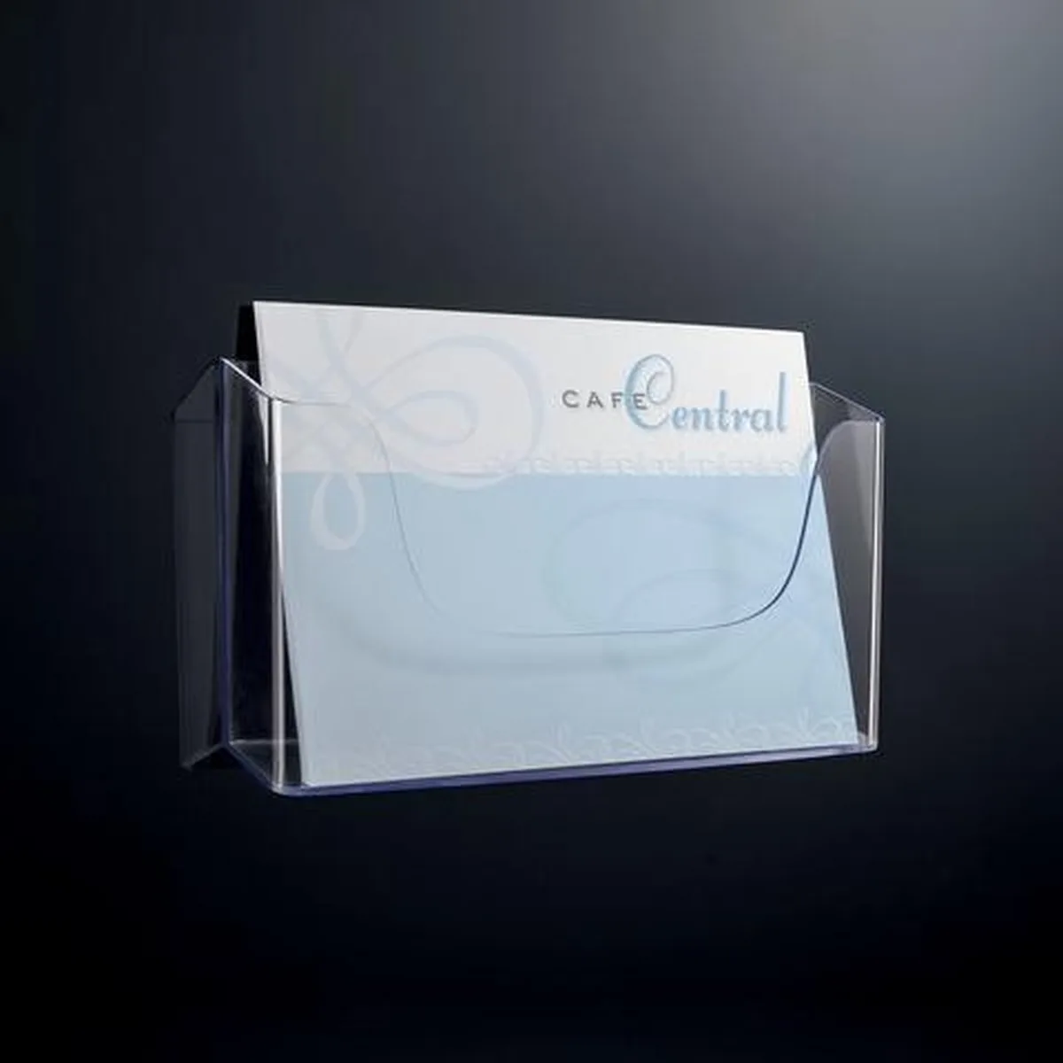 folderhouder A4 liggend wandmodel transparant acryl från Sigel i Transparant A4 liggend wand – produktbild