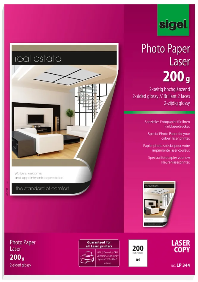 Foto-Papier, DIN A4, 200 g/qm, 2-seitig glossy by Sigel – product photo