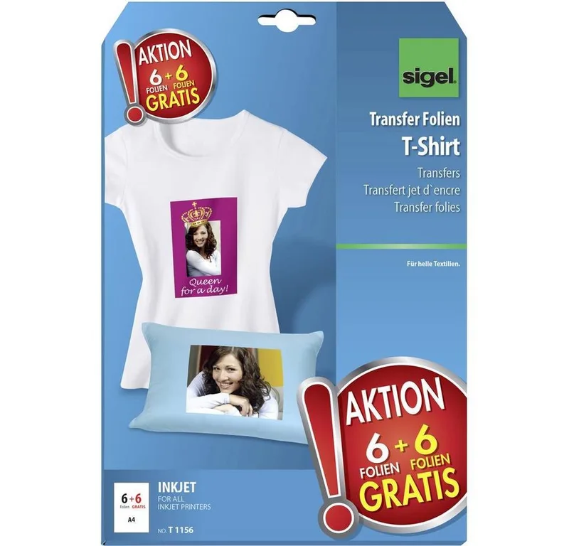 Fotopapier HOT DEAL T-Shirt Transfer Folien für helle Textilien, 6 T1156 by Sigel – product photo