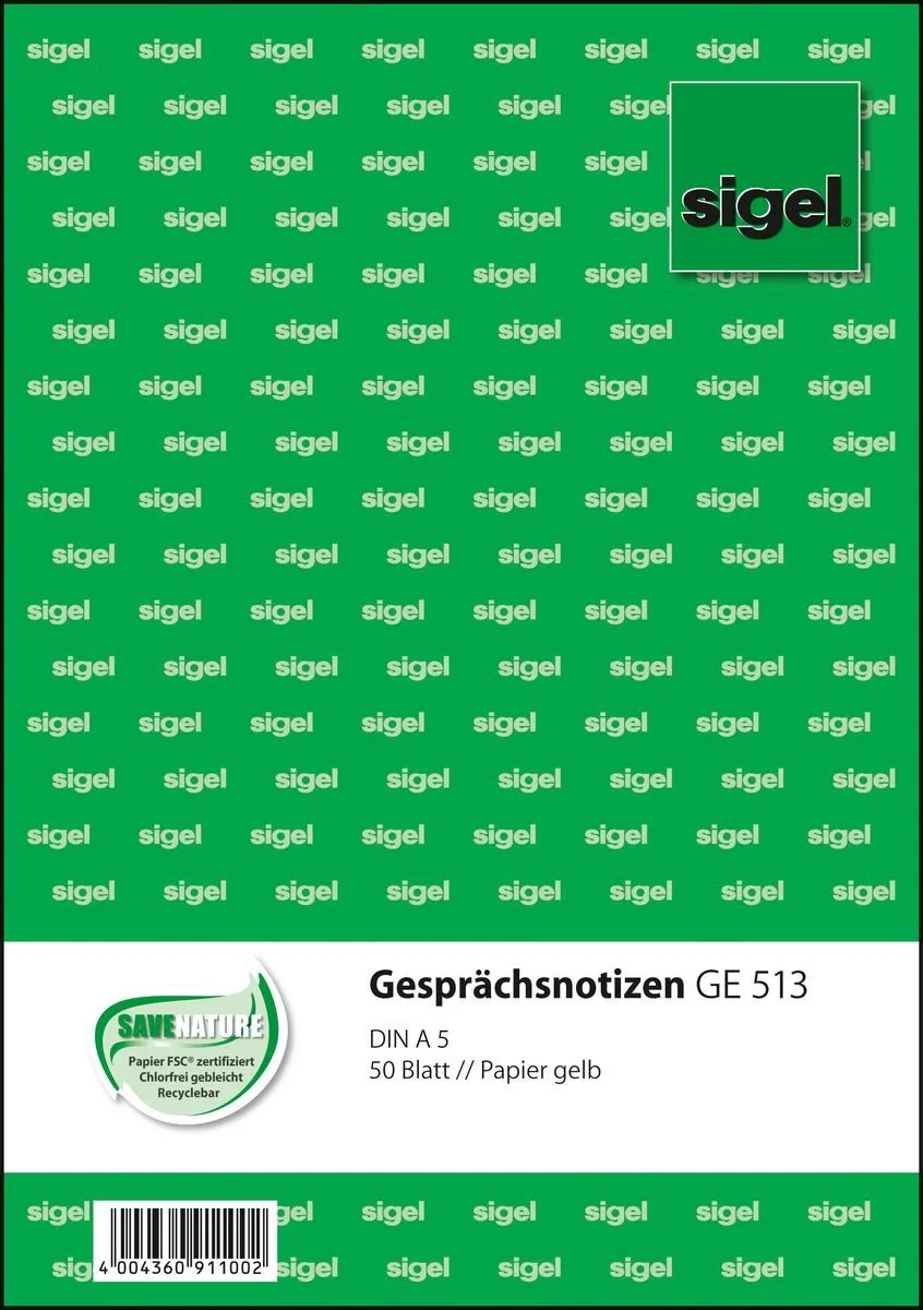 *gesprek notitieblok Sigel A5 50 vel fra Sigel i Gul – produktbillede
