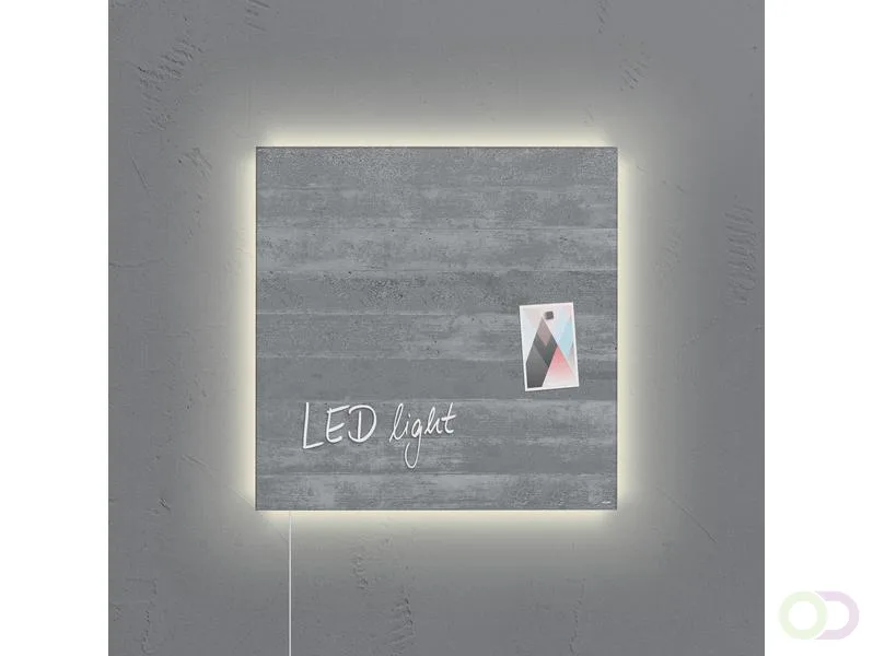 glasmagneetbord Sigel Artverum LED light 480x480x15 betondesign de Sigel – photo produit