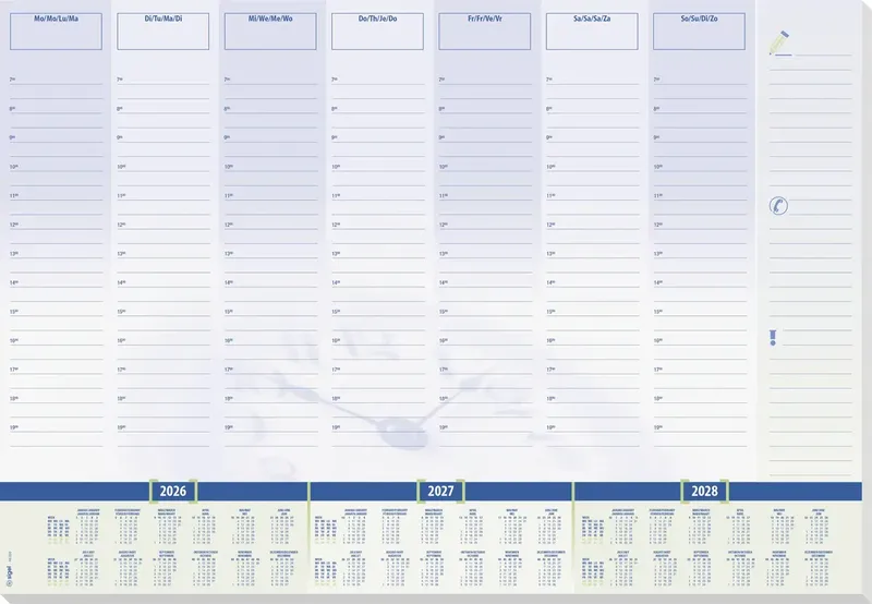 H6350 Schreibunterlage Wochenplan, Tagesplan 2026, 2027, 2028 liniert Weiß, Blau (B x H) 59.5 cm x 41 cm 30 Blatt 1 St. by Sigel – product photo