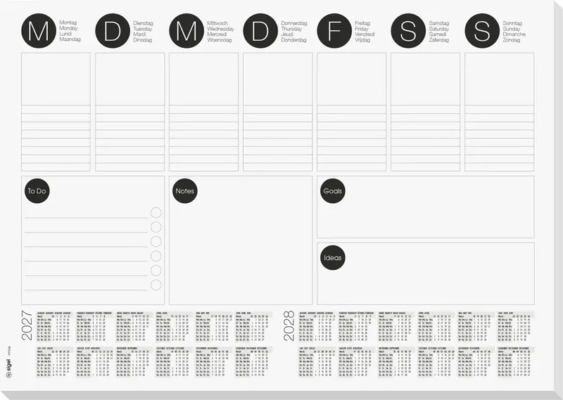 H7506 Schreibunterlage 2-Jahreskalender, Wochenplan 2027, 2028 (B x H) 42 cm x 29.70 cm 30 Blatt 1 St. H7506 de Sigel – photo produit