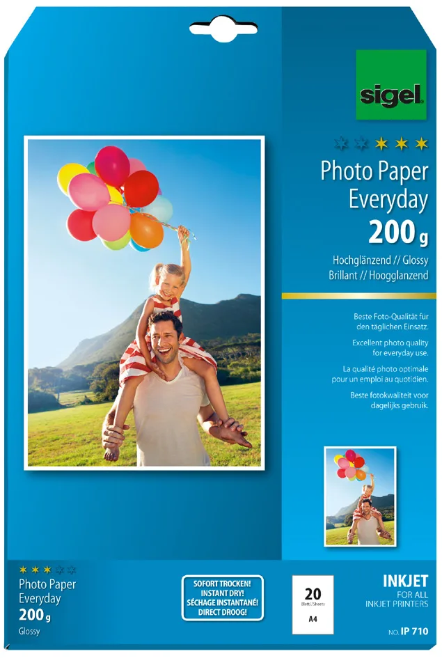 InkJet-Everyday-Foto-Papier, DIN A4, hochglänzend von Sigel – Produktfoto