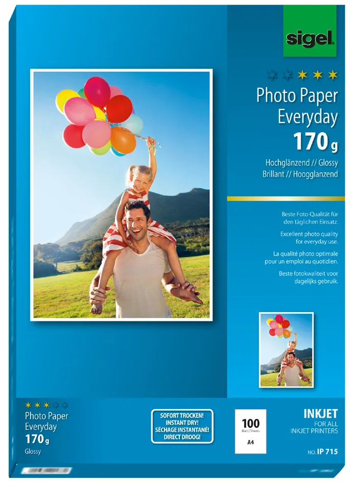 InkJet-Everyday-Foto-Papier, DIN A4, hochglänzend de Sigel – photo produit