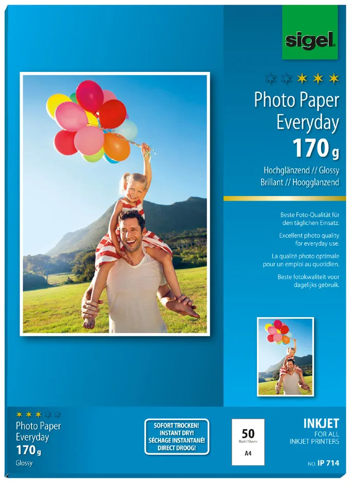InkJet-Everyday-Foto-Papier, DIN A4, hochglänzend by Sigel – product photo