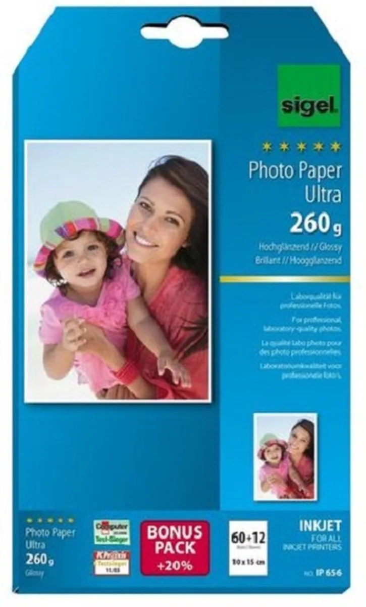 inkjet fotopapier Ultra 10x15 cm 260 grams 72 vel van Sigel in Wit – productfoto