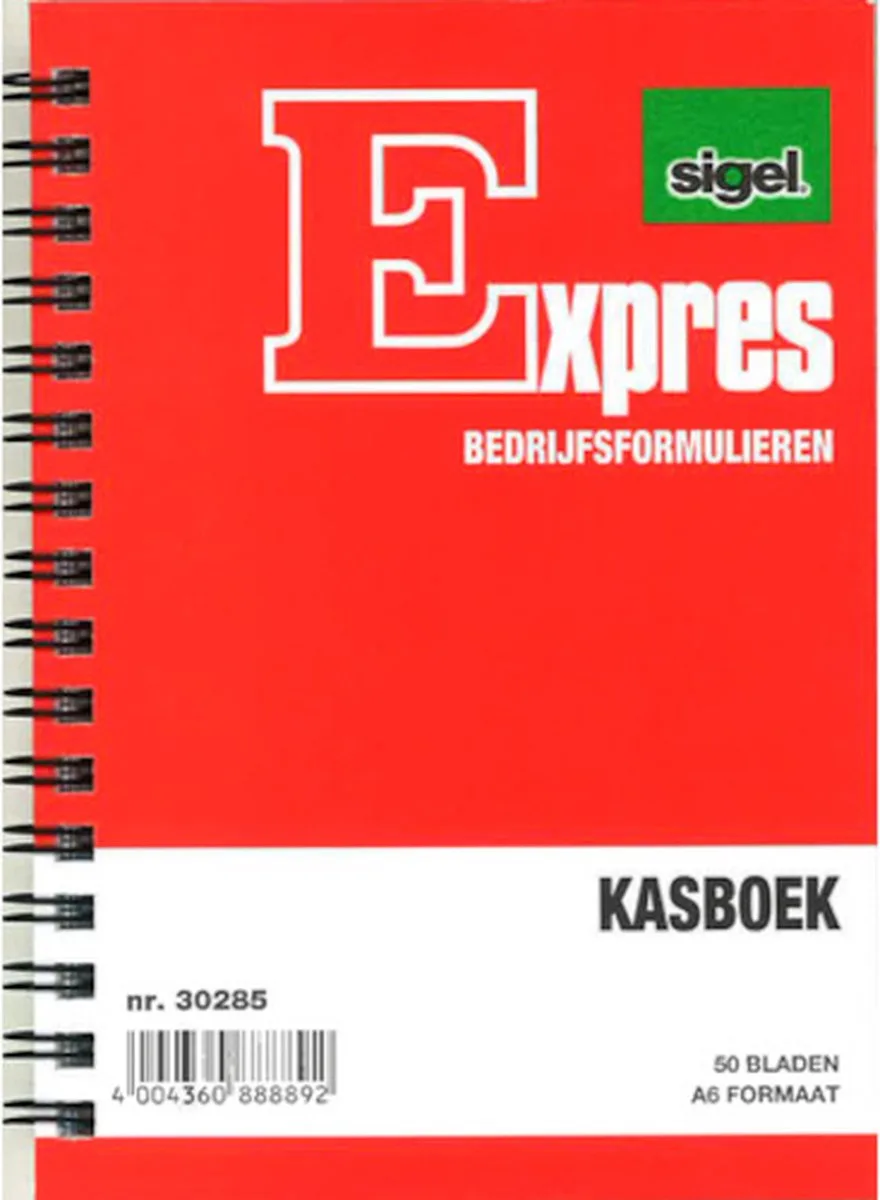 kasboek A6 EXPRES staand model spiraalblok met 50 vel van Sigel in Wit – productfoto
