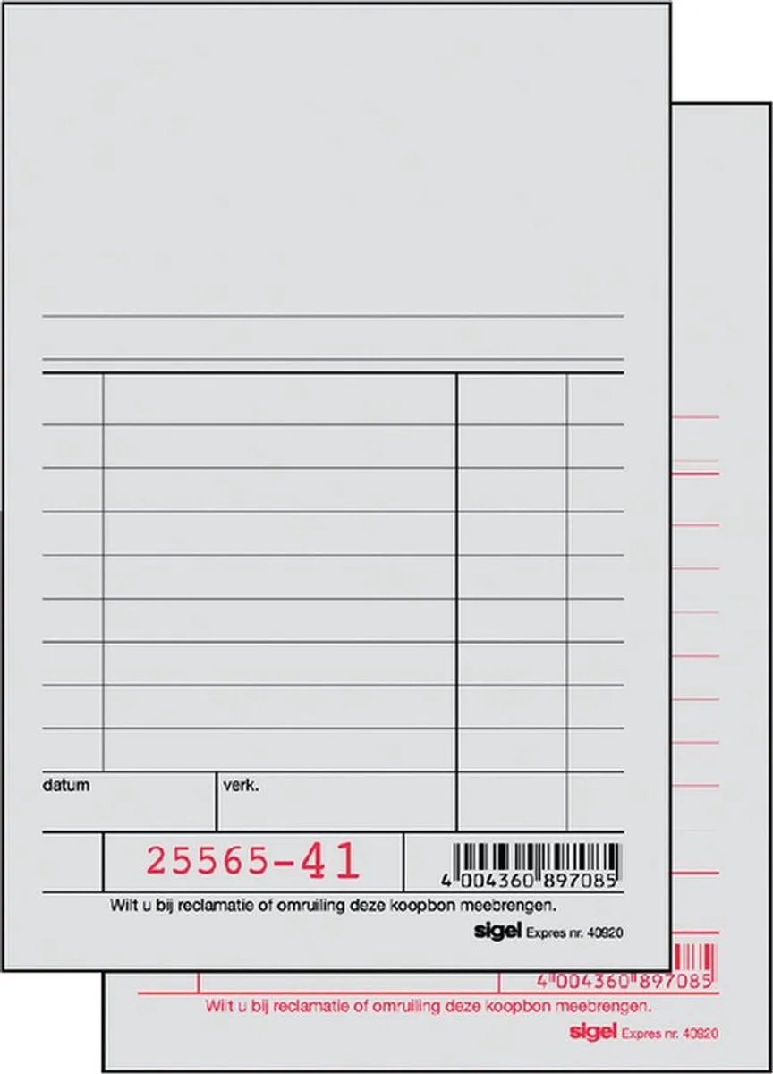 kassablok Expres 150x110mm 2x50 vel met carbon by Sigel in White – product photo