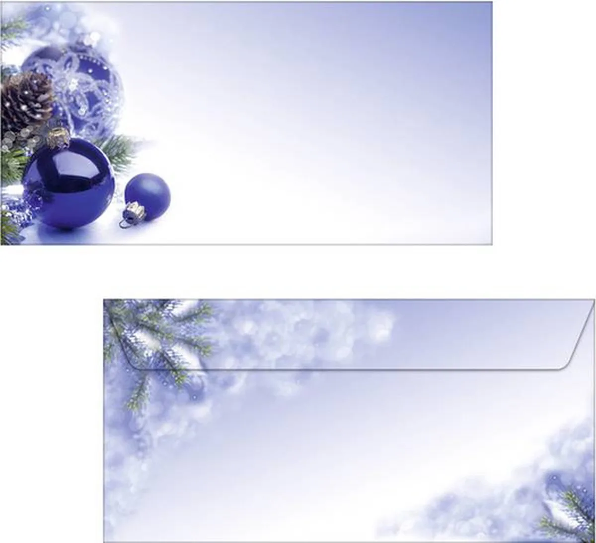Kerst envelop Sigel 90gr DL - blauwe kerstballen 50 stuks de Sigel en Bleu – photo produit