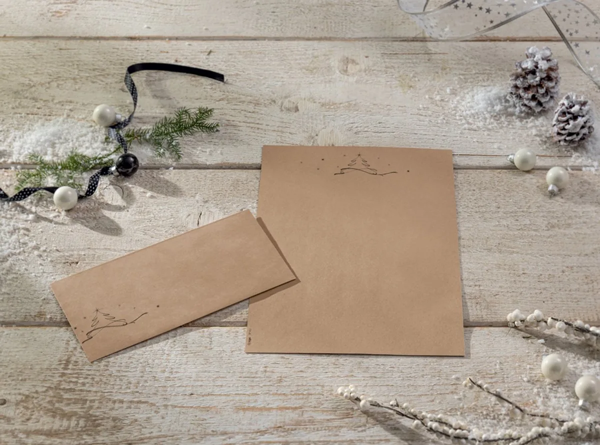 Kerst envelop Sigel Kerst - appels druk binnenin van Sigel in Kraft – productfoto