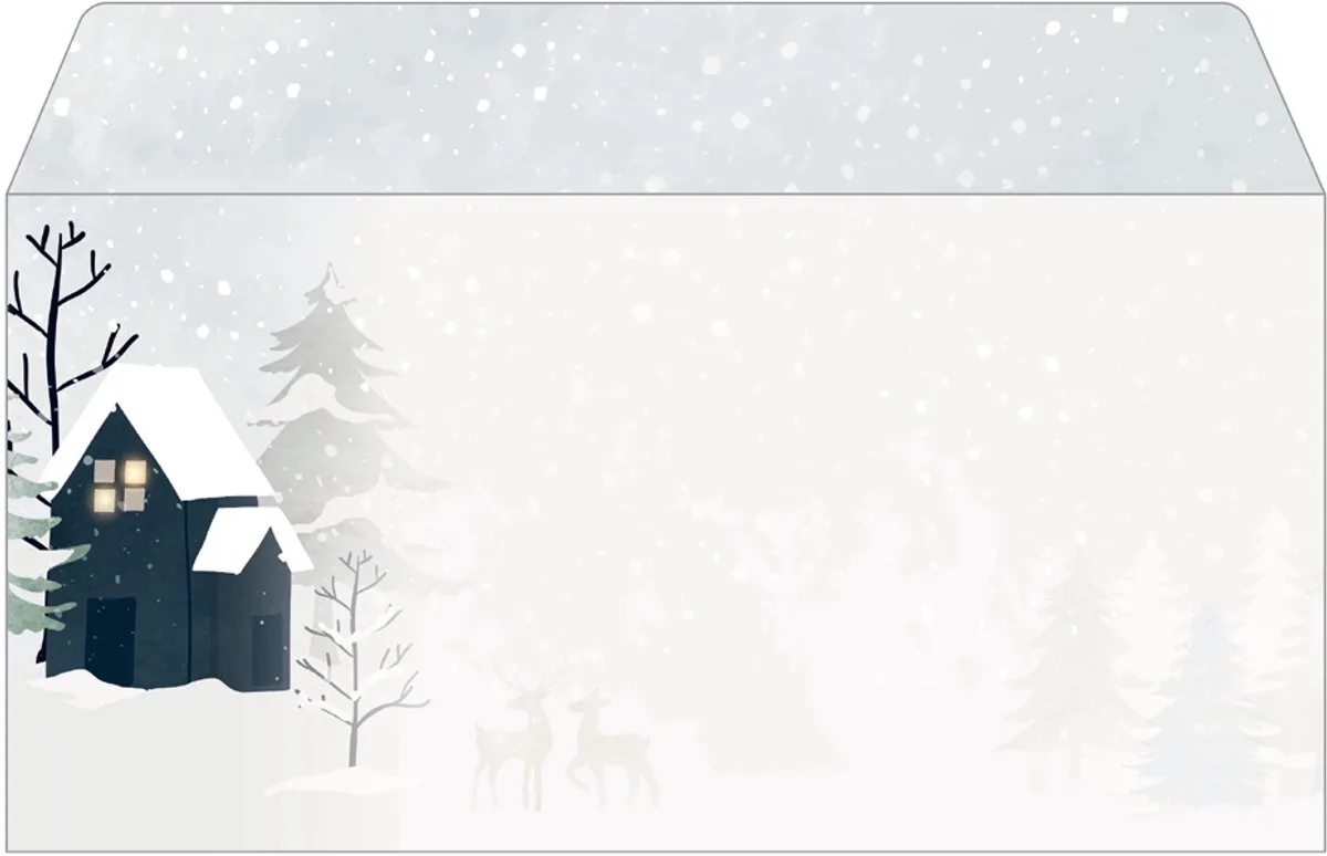 Kerst-motief envelop 'Cozy Christmas Watercolor', 110 x 220 mm de Sigel en Blanc – photo produit