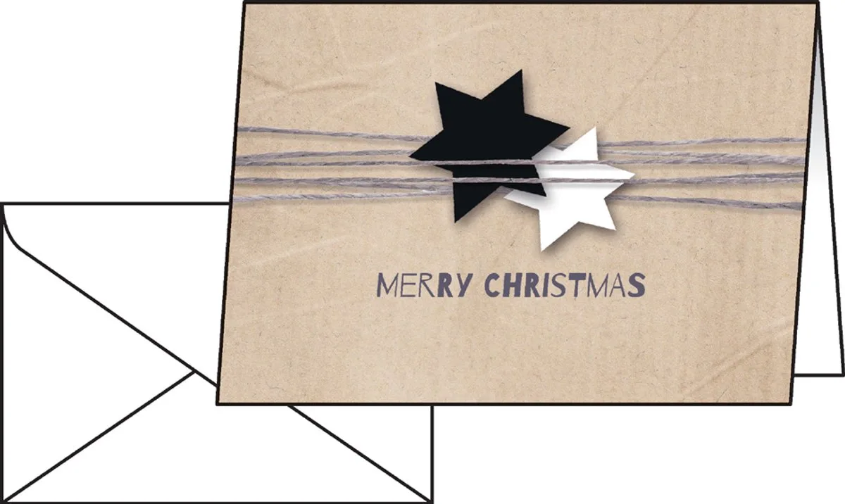 Kerstkaarten Sigel incl. - envelop Kerst Wrapping van Sigel in Wit – productfoto