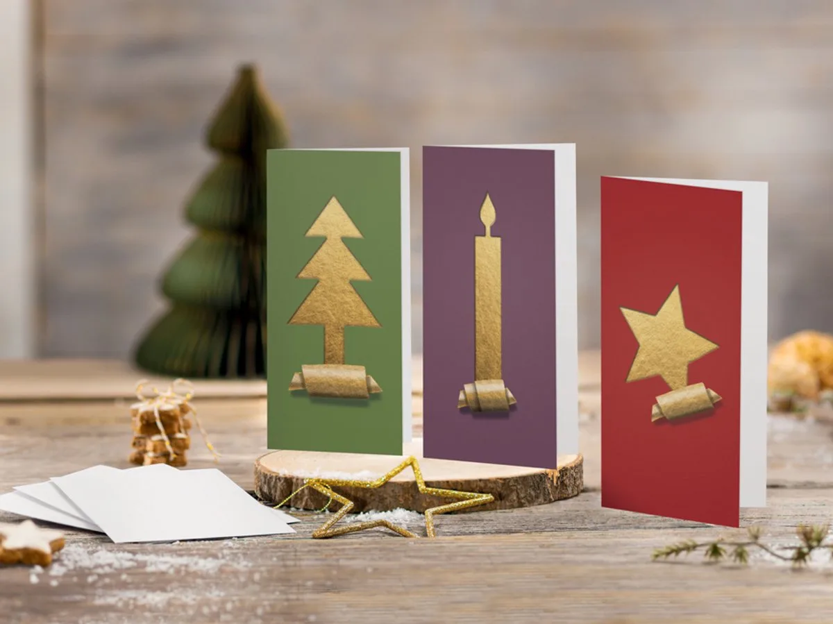 Kerstkaarten Sigel incl. - envelop - wit karton van Sigel in Goud – productfoto